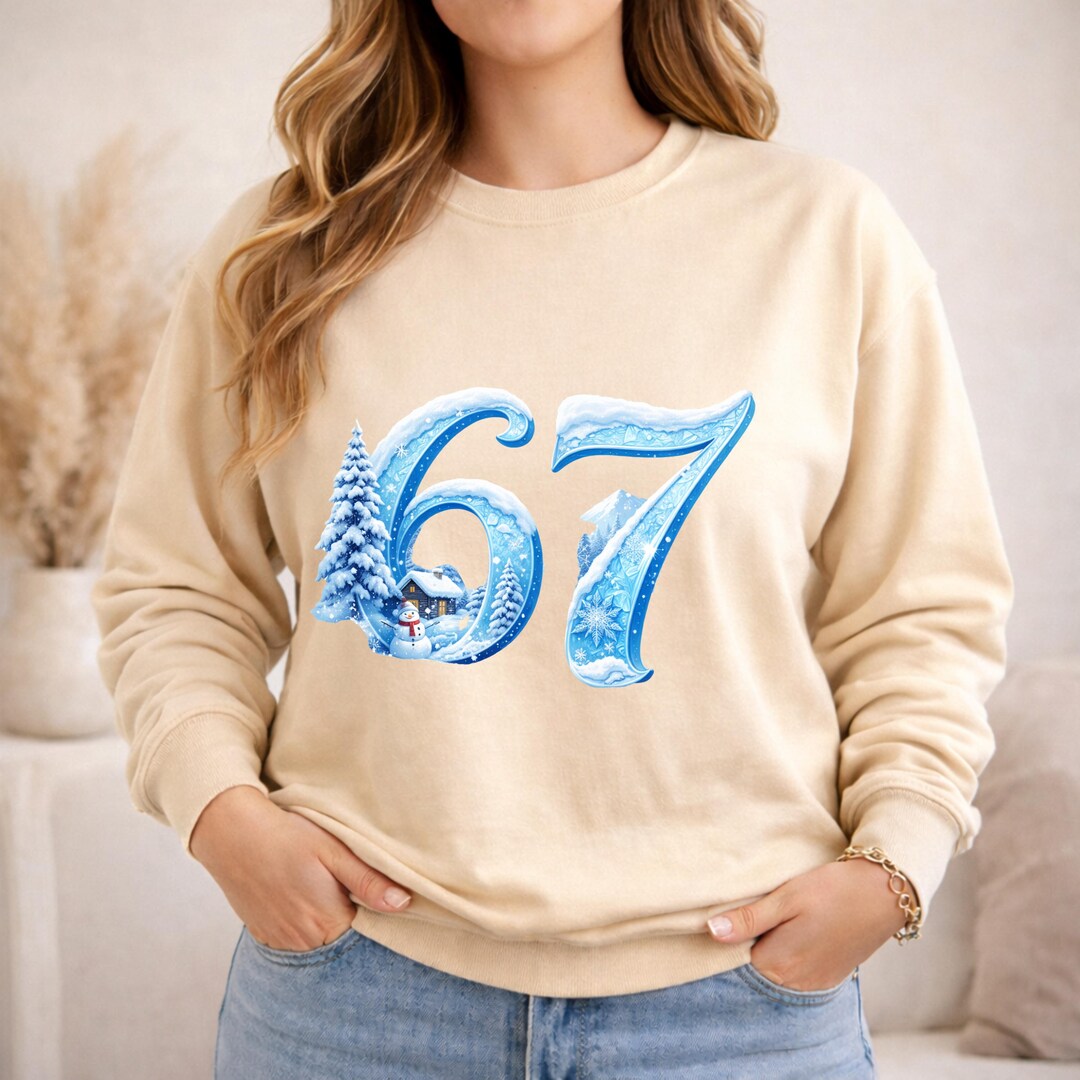 Snow 67 67 Winter Anniversary PNG, Snow 67 Number Design, Icy Blue 67, Winter ...