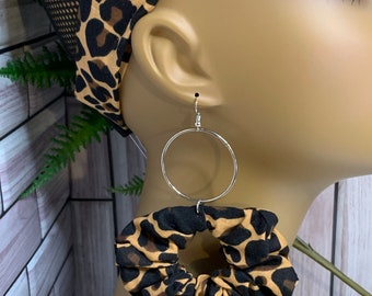 Leopard print, earrings, hoops, headband, gift for her, handmade