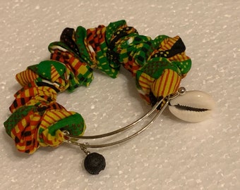 Expandable bangles, with African fabric and charms, Birthday gift, gift for wife, for women, gift for mom, gift for her