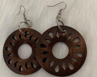 Earrings, African, Wood, Decorative, handmade, Birthday gift, gift for women, gift for her, gift for wife