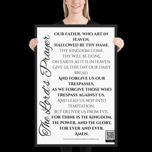 The Lord’s Prayer Printable Wall Art with QR Code| Christian Prayer Decor | Scripture Wall Print | Digital Download | Inspirational Home Art