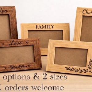Custom Engraved Wooden Photo Frame – 5 color choices, 4x6 or 5x7 w/ glass