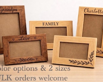 Custom Engraved Wooden Photo Frame – 5 color choices, 4x6 or 5x7 w/ glass