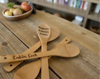Personalized Beech Wood Spoon: Laser Engraved Handle, Custom Text