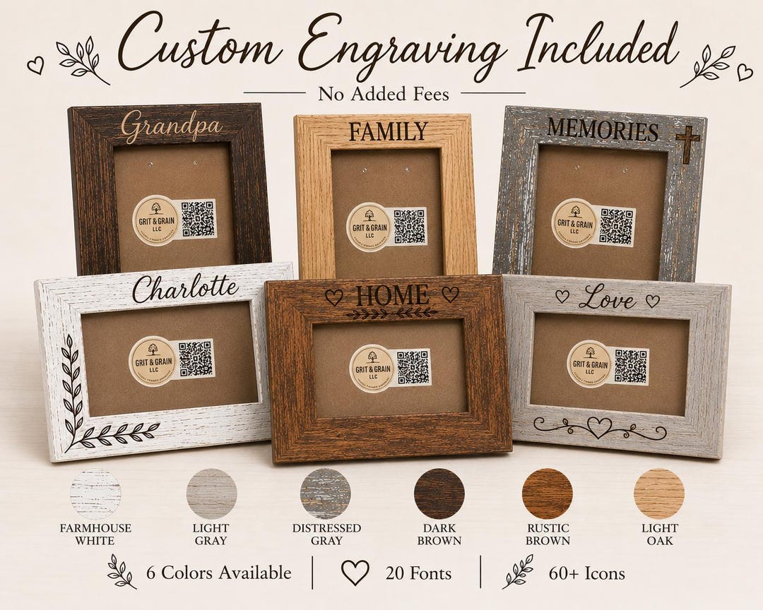 Custom Engraved Wooden Photo Frame – 6 Color Choices, 4x6 or 5x7 W ...