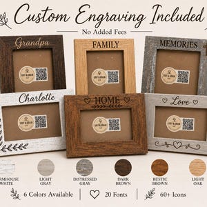 Custom Engraved Wooden Photo Frame – 6 color choices, 4x6 or 5x7 w/ glass