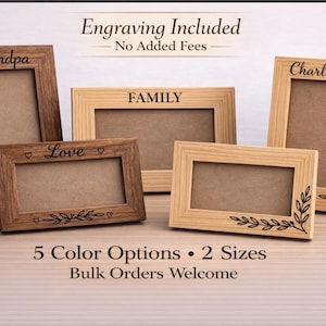 Custom Engraved Wooden Photo Frame – 5 color choices, 4x6 or 5x7 w/ glass