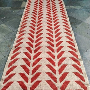 Handmade Wool Jute Runner Rug, Rustic Traditional Wool, Eco Friendly Area, Handwoven Carpet, Natural.