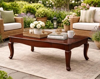 Solid Wood Coffee Table Handmade | Classic Wooden Center Table for Living Room | Rustic Vintage Furniture | Modern Home Decor Table