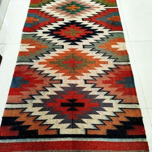 Handmade Wool Kilim Rug: Bohemian Floor Decor