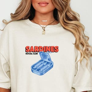 Sardines Shirt Vintage Graphic Tee Retro Fisherman Coastal Amalfi Style