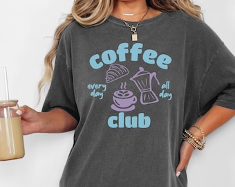 Coffee Club Shirt Retro Coffee Graphic Tee Breakfast Foodie