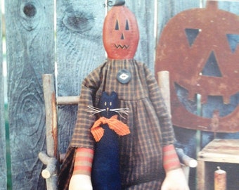 Primitive Pumpkin Doll: Rustic Fall Decor, Handmade