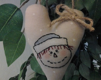 Handmade Raggedy Andy Heart Ornament: Primitive Decor