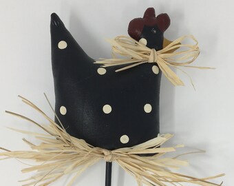 Hand Painted Muslin Chicken Decor: Rustic Farmhouse Style