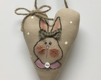Farmhouse Easter Ornament: Primitive Bunny Rabbit, Rustic Decor