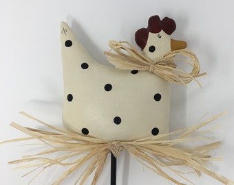 Hand Painted Chicken Plant Stick: Farmhouse Country Decor