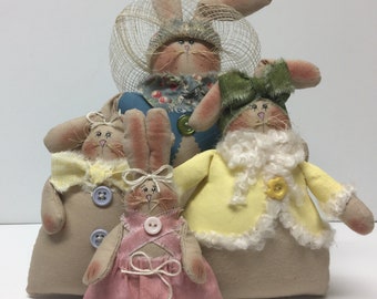 Handmade Muslin Bunny Family: Spring Easter Decor