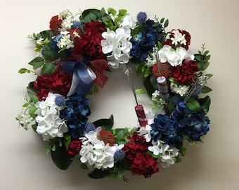 Americana Wreath: Red, White, and Blue 4th of July Door Hanger