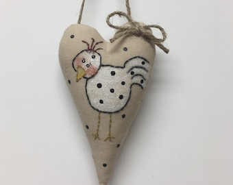 Chicken Ornament, Farmhouse Kitchen, Wreath Attachment, Primitive chicken, Rustic Porch Décor