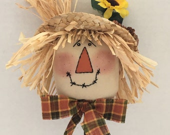 Fall Scarecrow Wreath Attachment, Thanksgiving Centerpiece Attachment, Primitive Scarecrow Ornament, Farmhouse Fall