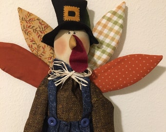 Handmade Primitive Turkey Wreath Attachment, Farmhouse Fall Decor