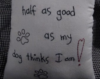 Primitive Dog Pillow, Dog Lovers, Dog Owner Gift, Pillows, Home and Living, Primitive Dog Decor,