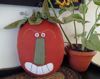 Primitive Pumpkin Pillow: Rustic Fall Farmhouse Decor