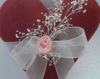 Valentine Heart, Valentine Decor, Valentine Ornament, Primitive Heart, Valentine Wreath Attachment, Heart Ornament, Heart Wreath Attachment