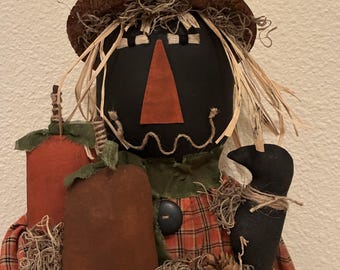 Prim Scarecrow, Fall Decor, Farmhouse Fall Decorations, Porch Scarecrow Decor, Pumpkins And Crow Scarecrow