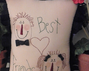 Primitive Andy and Annie Pillow, Handmade Raggedy Annie Decor, Nursery Decor
