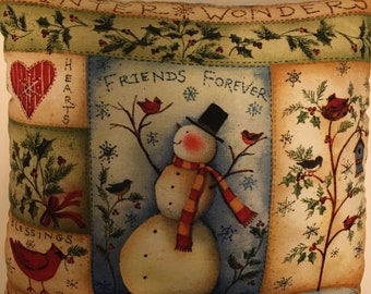 Christmas  Pillow, Snowman Pillow, Holiday Decor, Small Winter Pillow,