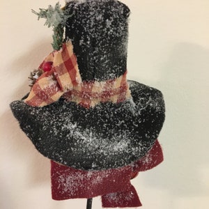 Christmas Ornament, Snowman Ornament, Christmas Decor, Holiday Decor, Winter Ornament, Snowman Tree Ornament, Wreath Attachment, Primitive image 3