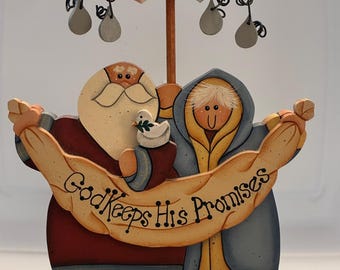Primitive Noah's Ark, Wooden Shelf or Tabletop sitter, Religious Gift, Nursery Decor