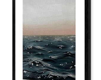 Moody Seascape Art Print: Coastal Wall Decor, Ocean Painting