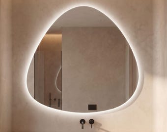 LED Backlit Drop Mirror, Frameless Modern Bathroom Vanity Decor
