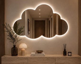 Asymmetrical Cloud LED Mirror - Backlit Bathroom & Bedroom Vanity Mirror - Irregular Wavy Wall Decor