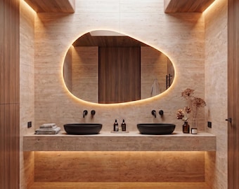 Modern LED Backlit Mirror, Frameless Vanity Bathroom Decor