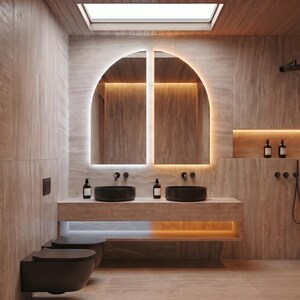 LED Backlit Arch Mirror, Frameless Modern Bathroom Vanity Decor image 15