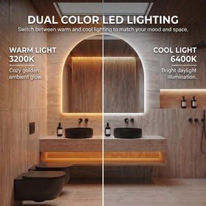 LED Backlit Arch Mirror, Frameless Modern Bathroom Vanity Decor image 6