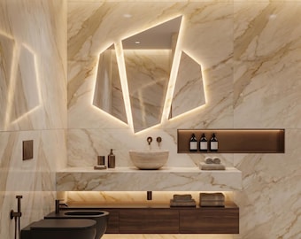 LED Backlit Lightling Mirror, Frameless Modern Bathroom Vanity Decor
