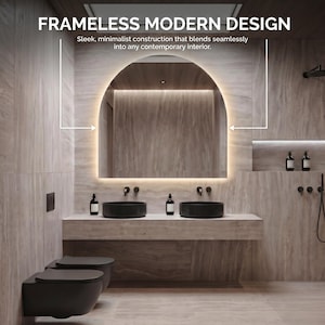 LED Backlit Arch Mirror, Frameless Modern Bathroom Vanity Decor image 7