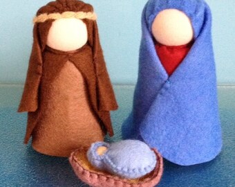 WALDORF NATIVITY SCENE**Mary and Joseph* *Baby Jesus*** Christmas Story***Advent ***Steiner Christmas****Christmas Gifts***Waldorf Toys