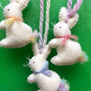 FELT BUNNY NECKLACE - Tiny Pure Wool Felt Easter Bunny Necklace,  Easter Gifts, Steiner Easter, Hand made gift, Easter basket