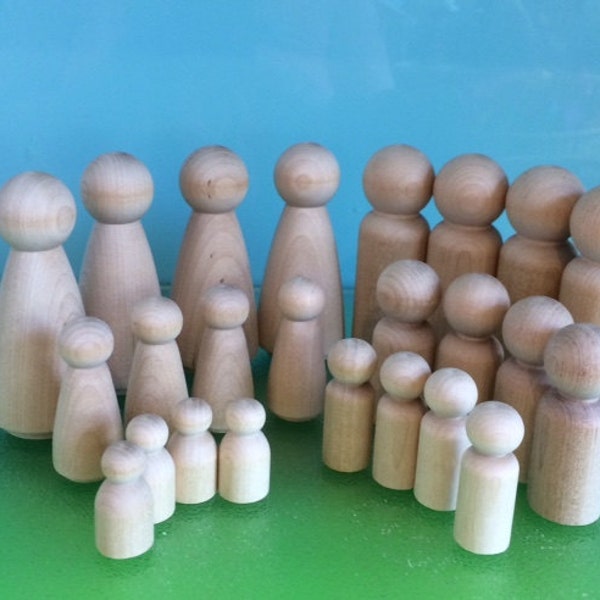 WOOD PEG DOLLs  -  24 Dolls ** Plus Free Basic Pattern & Pure Wool Felt Samples- on request**Steiner Toys***Peg Doll Family***Waldorf Toys