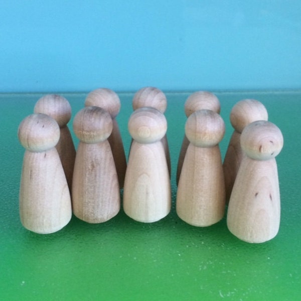 WOOD PEG DOLLS - 10  x  Medium 5.2cms  * Free Pure Wool Felt Samples and Basic Pattern- on request*Steiner toys*Peg Doll Family*Waldorf Toys