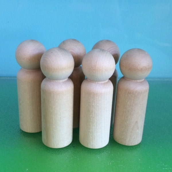 WOOD PEG DOLLS**6 x Large 9cms*** Free Pure Wool Felt Samples and Basic Pattern- on request**Waldorf toys***Peg Doll Family***Steiner Toys