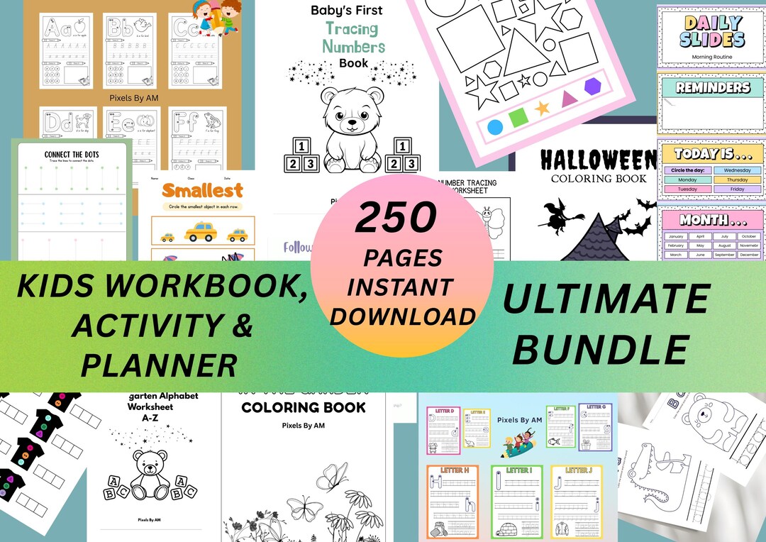250+page Preschool Learning Worksheets Bundle for Kindergarten ...