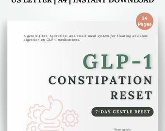 GLP-1 per il ripristino della stitichezza / Piano alimentare ad alto contenuto di fibre di 7 giorni + monitoraggio dell'idratazione / Fibre delicate per gonfiore e digestione lenta / Ozempic Zepbound