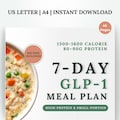 7-Day GLP-1 Meal Plan (High Protein, Small Portions) | Ozempic Wegovy Zepbound | 1300–1600 Calories,